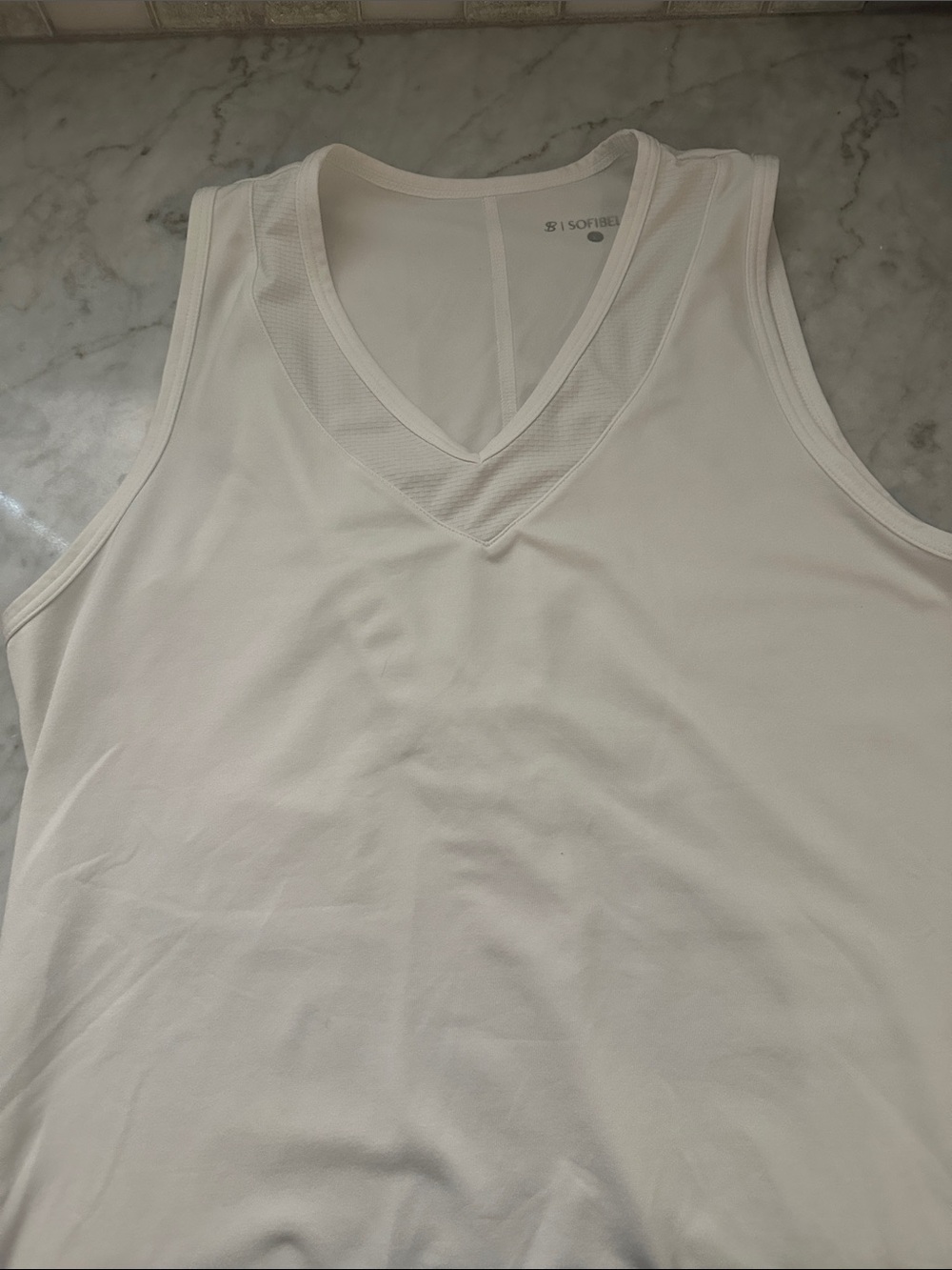 Sofibella Tennis Golf Pickleball White V-Neck Athletic Tank